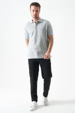 Erkek Siyah Beli Yarım Lastikli Pike Basic Pantolon