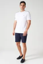Short bleu marine pour homme, taille semi-élastiquée et finitions dorées