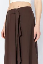 Jupe marron pour femme 3495 avec ceinture et détail à la taille