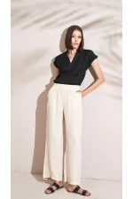 Kadın Siyah Gömlek Yaka Düşük Kol Bluz