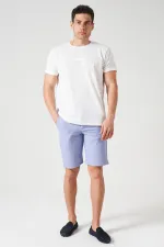 Short indigo pour homme avec ceinture semi-élastiquée et finitions dorées