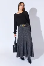 Kadın Siyah Içi Mini Etekli Dilimli Tül Etek