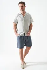 Erkek Antrasit Baggy Double Paça Müslin Şort