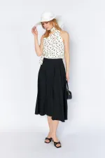 Kadın Siyah 3496 Pileli Midi Boy Etek