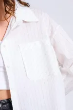 Kadın Gri Çizgili Gömlek