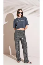 T-shirt court oversize à col rond gris fumé pour femme, imprimé métallisé Supreme