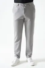 Erkek Gri Beli Yarım Lastikli Mendi Örme Jakar Pantolon