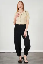 Kadın Taş Bürümcük Tek Cep Crop Gömlek