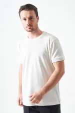 Erkek Beyaz Bisiklet Yaka İnterlok Basic Tişört