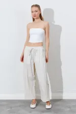 Pantalon ample pour femme avec taille élastiquée et poche cachée