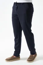 Erkek Lacivert Beli Yarım Lastikli Pike Basic Pantolon