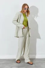 Kadın Çağla Blazer Ceketli Palozzo Modal Pantolonlu Takım