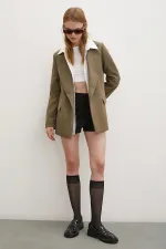 Women's Mink Sleeve Fold-Up Blazer Polyviscose Jacket