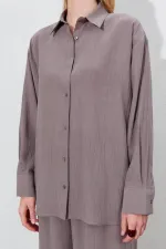 Kadın Vizon Oversize Gömlek