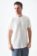 T-shirt basique homme Off-White à col rond et motif gaufré sur le devant