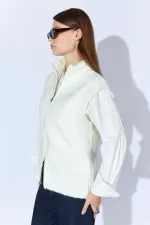 Kadın Ekru Fermarlı Buklet Yelek