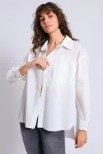 Kadın Gri Çizgili Gömlek