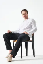 Erkek Siyah Bel Bağlamalı Baggy Müslin Pantolon