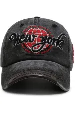 Kadın Siyah Yazılı ve Baskılı Yıkamalı Kep Şapka