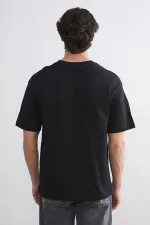 Erkek Siyah Bisiklet Yaka Modal Basic Tişört