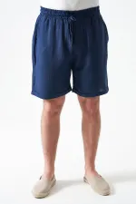 Erkek İndigo Baggy Double Paça Müslin Şort