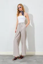 Kadın Vizon Çift Fleto Poliviskon Pantolon