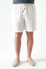 Erkek Ekru Baggy Double Paça Müslin Şort