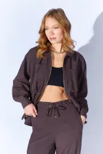 Women's Coffee 155 Zip-Up Jacket and Loose-Fit Trousers Set