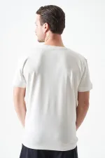 Erkek Beyaz Bisiklet Yaka İnterlok Basic Tişört