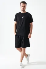 Erkek Siyah Önü Çima Dikişli Modal Şort