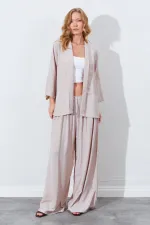 Kadın Bej Önü Açık Salaş Basic Ceket