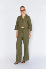 Women's Khaki Lined Trousers with Belt