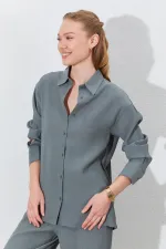 Kadın Haki Oversize Gömlek