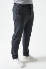 Erkek Antrasit Beli Yarım Lastikli Mendi Örme Jakar Pantolon