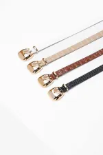 Kadın Siyah 2 Cm Köprülü Lıght Toka Kemer