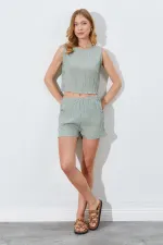 Kadın Çağla Kolsuz Bluzlu Şortlu Takım