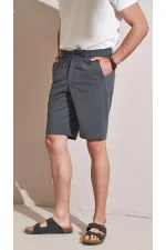 Short pour homme anthracite à taille semi-élastiquée et pli simple 7046