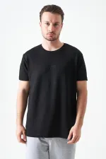 T-shirt noir à col rond pour homme, imprimé modal Overdose