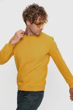 Erkek Hardal (22-7781) Bisiklet Yaka Basic Üç İp Sweatshirt