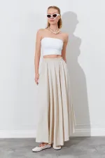 Kadın Taş Beli Lastikli Kloş Uzun Etek