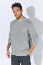 Pull Homme Bouclé Col Ras-du-Cou Anthracite