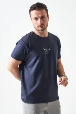 Erkek Antrasit Bisiklet Yaka CASUAL  Baskılı Modal Tişört