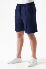 Erkek Lacivert Önü Çima Dikişli Modal Şort