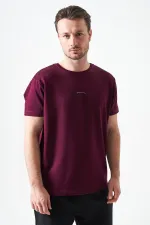 T-shirt homme prune à col rond, fabriqué en modal imprimé