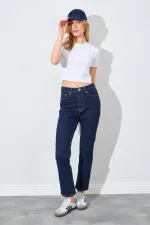 Kadın Ekru (25608) Bisiklet Yaka Düşük Kol Full Likra Ribana Crop Tişört