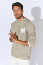 Erkek Vizon Bisiklet Yaka Buklet Kazak