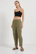 Kadın Haki (5456) Önü Dikişli Balon Kesim Tencel Pantolon