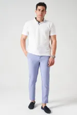 Erkek İndigo Beli Yarım Lastikli Gold Gofre  Pantolon