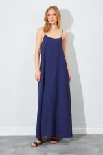 Kadın Lacivert U Yaka Salaş Modal Elbise