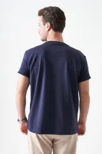 Erkek Lacivert Bisiklet Yaka İnterlok Basic Tişört